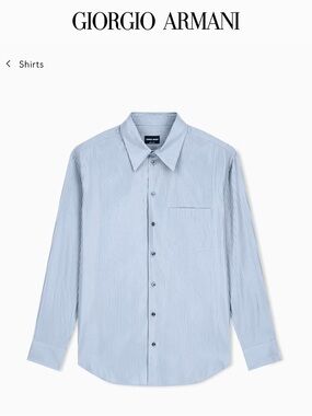 Giorgio Armani Light Blue Pinstripe Cotton Dress Shirt